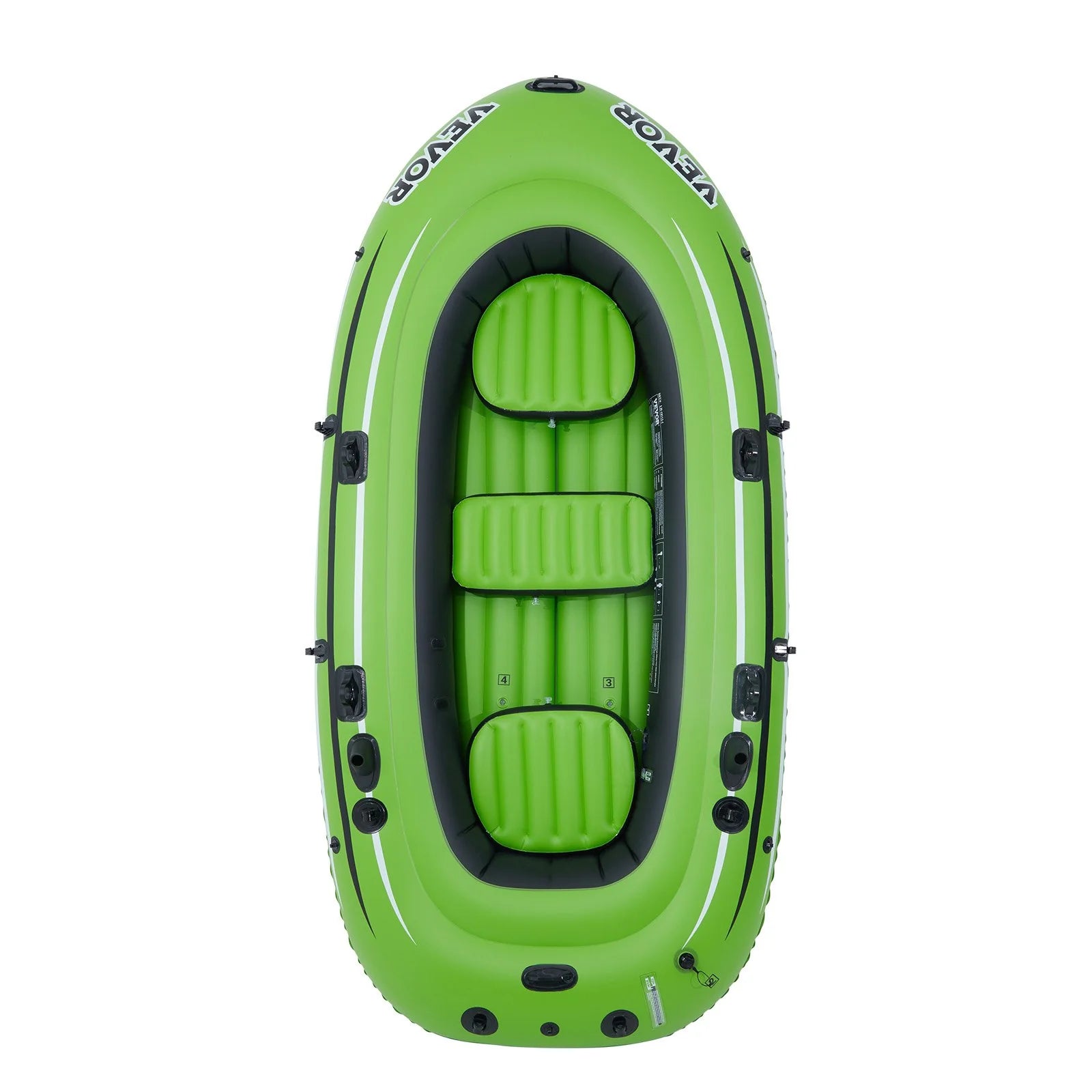 VEVOR Inflatable Boat, 5-Person Inflatable Fishing Boat, Strong PVC Portable Boat Raft Kayak, 45.6 Aluminum Oars, High-Output Pump, Fishing Rod Holders, and 2 Seats, 1100 Lb Capacity for Adults, Kids